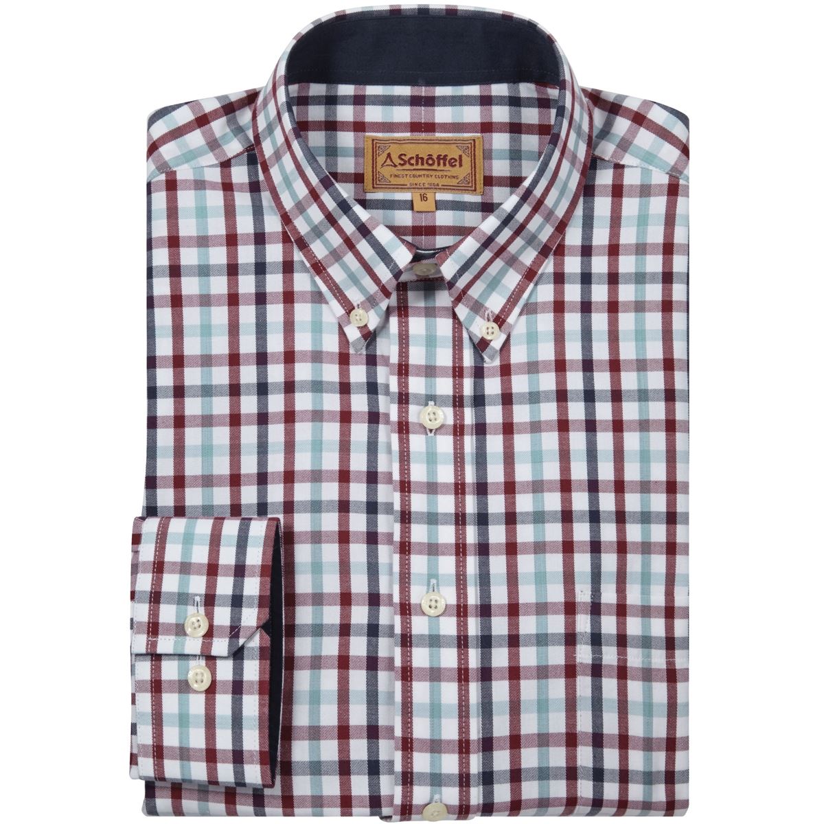 Image of Schoffel Mens Brancaster Shirt Sky Blue Check 15 Inch