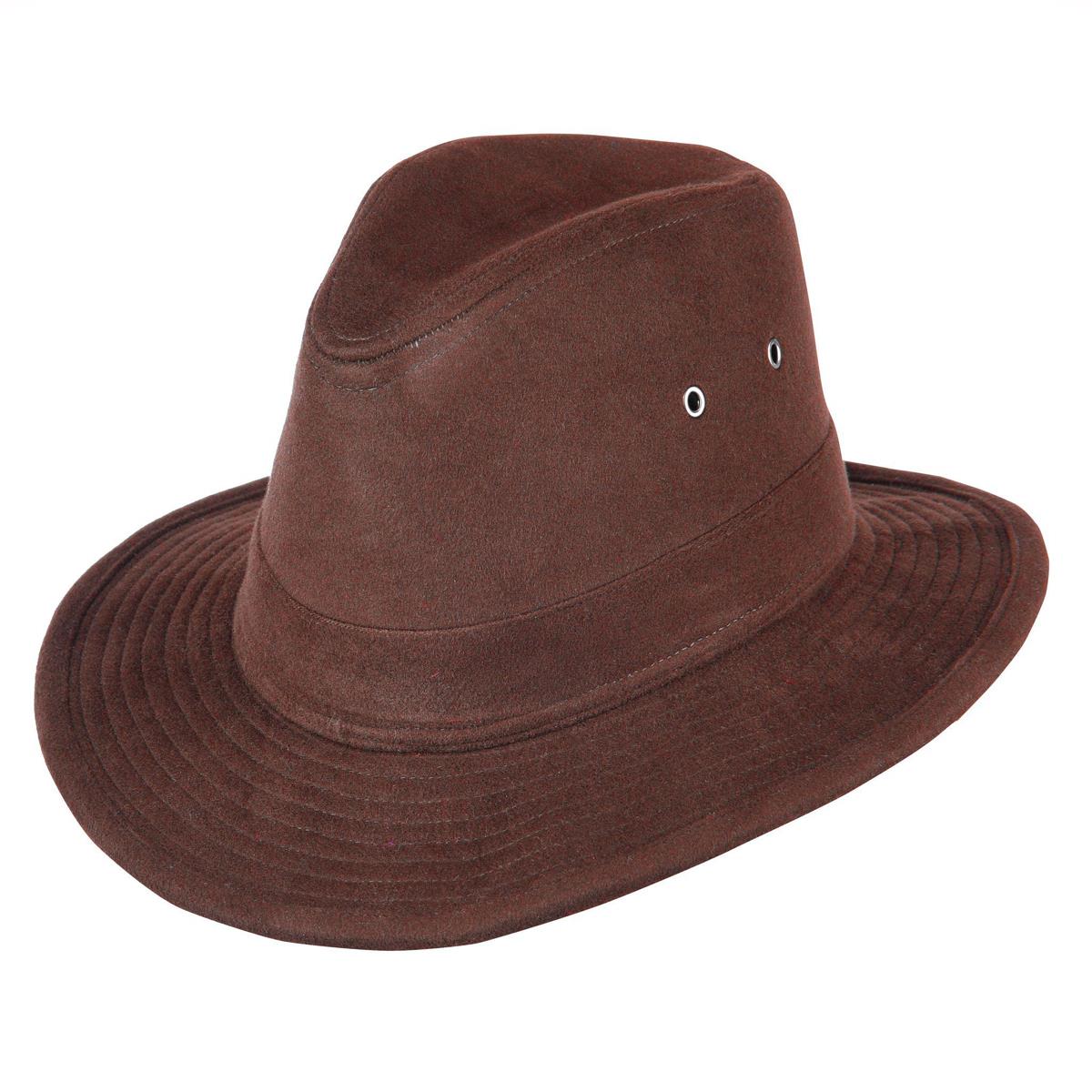 Image of Heather Mens Fergus Moleskin Trilby Hat Brown Medium