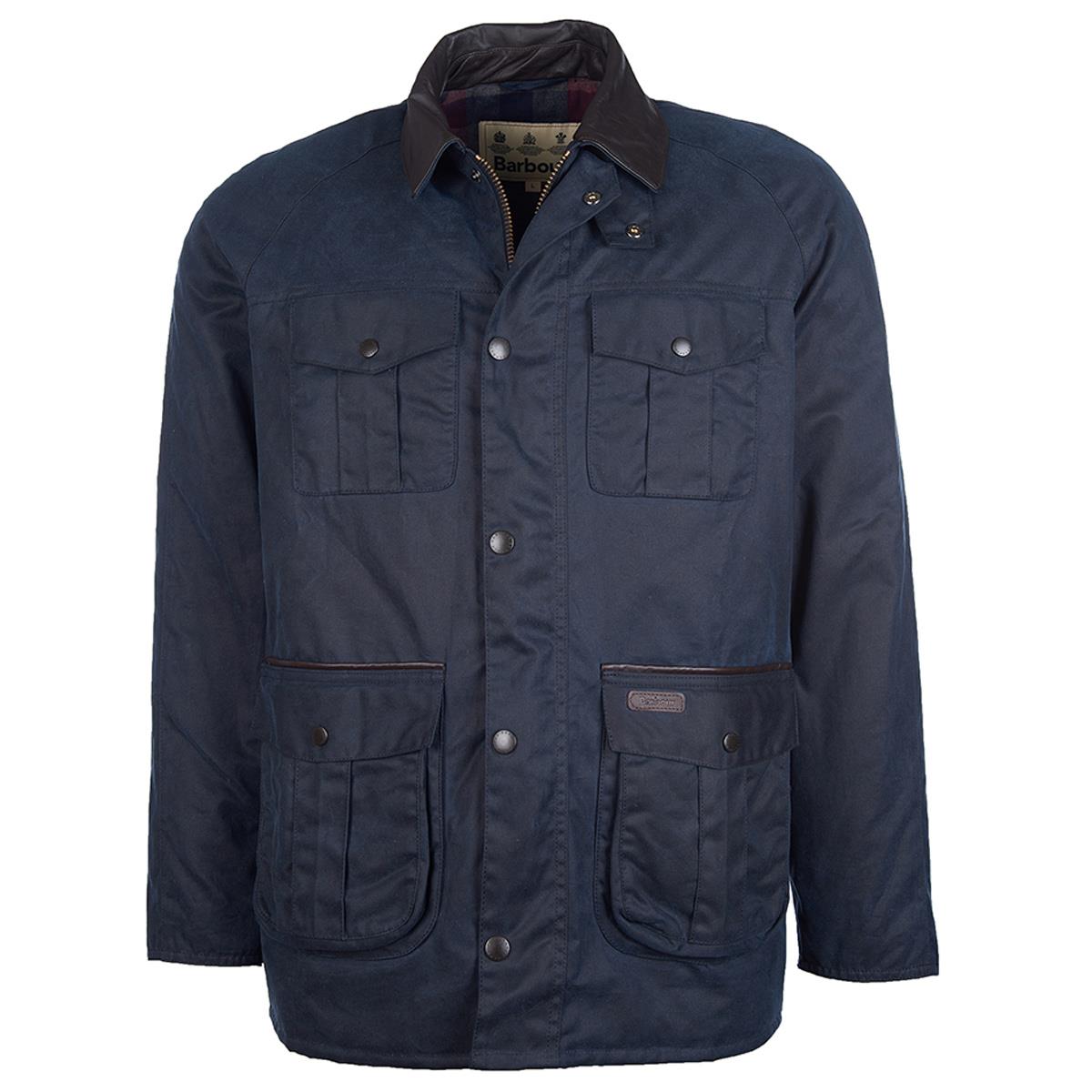 Image of Barbour Mens Hebden Wax Jacket Navy Small