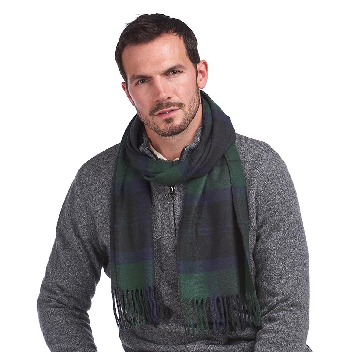 Image of Barbour Mens Galingale Tartan Scarf Black Watch