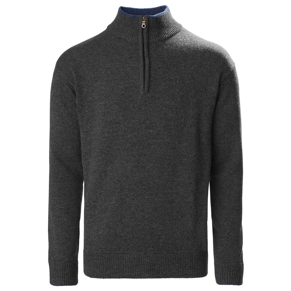 Image of Musto Mens Country Zip Neck Lambswool Knit Charcoal L