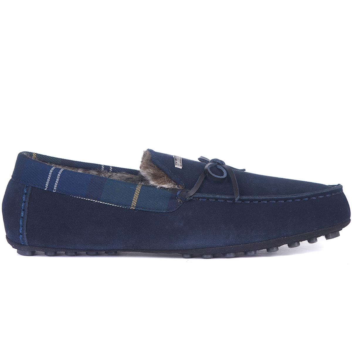 Image of Barbour Mens Tueart Slippers Navy Suede 12