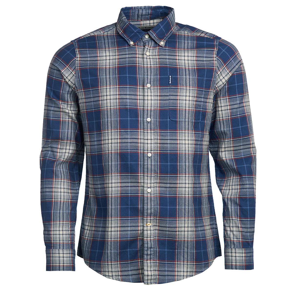 Image of Barbour Mens Highland Check 10 Tailored Shirt Navy Small