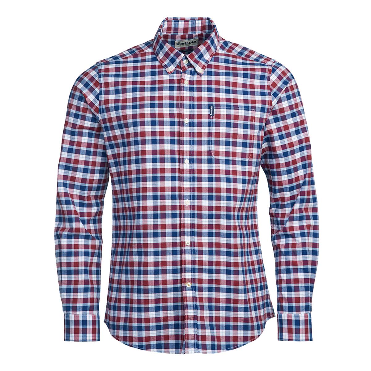 Image of Barbour Mens Country Check 15 Tailored Shirt Rich Red Small