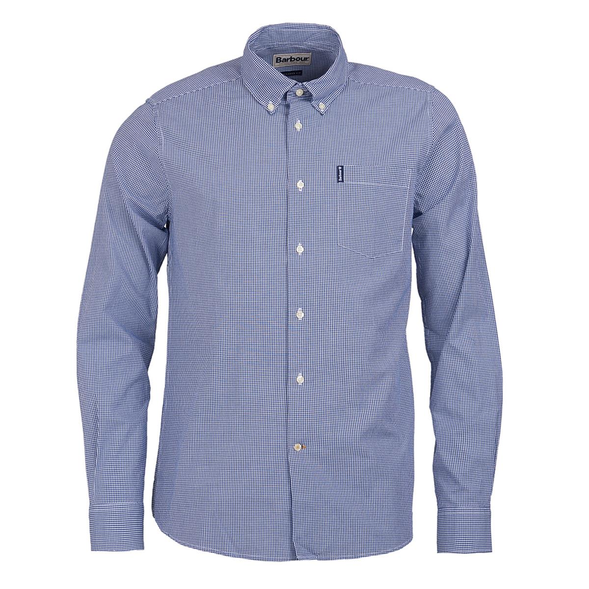 Image of Barbour Mens Gingham 10 Tailored Shirt Inky Blue Medium