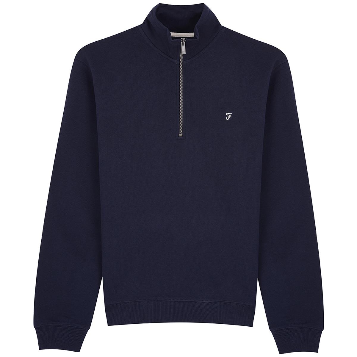 Image of Farah Mens Aintree 1/4 Zip Sweater Dark Navy Small