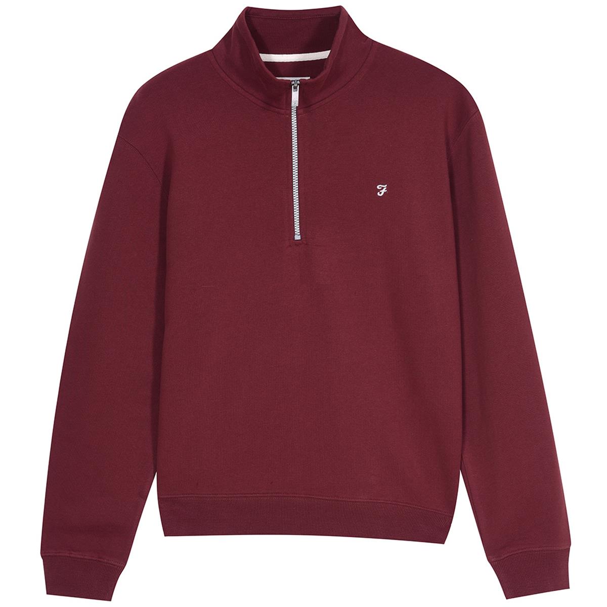 Image of Farah Mens Aintree 1/4 Zip Sweater Archive Burgundy XXL