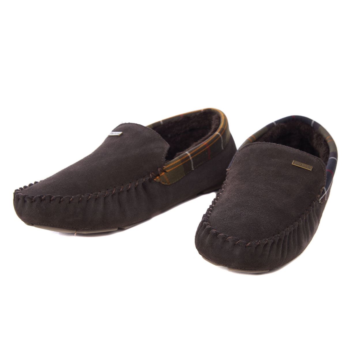 Image of Barbour Mens Monty Slippers Brown Suede 8 (EU42)