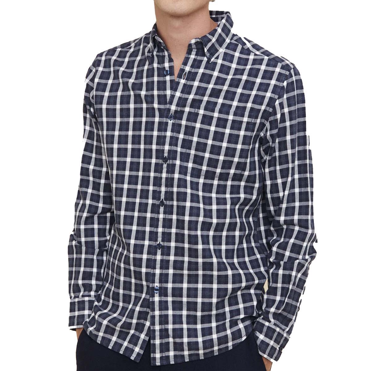 Image of Aigle Mens Newtroncais Shirt Marine Check Large