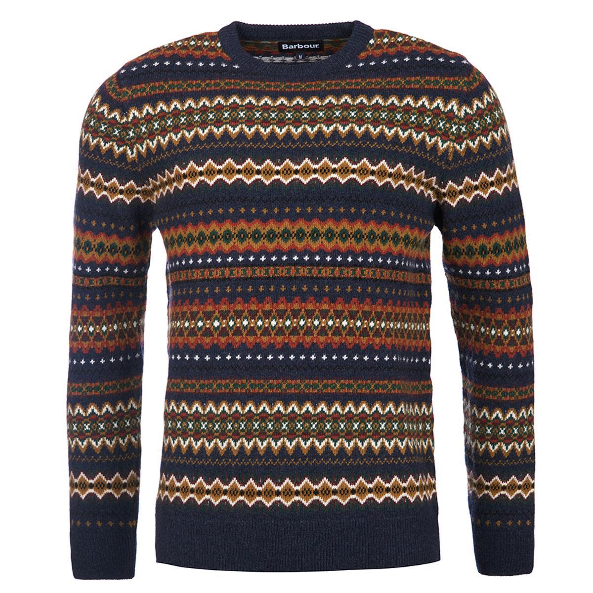 Image of Barbour Mens Case Fairisle Crew Neck Navy Marl XXL
