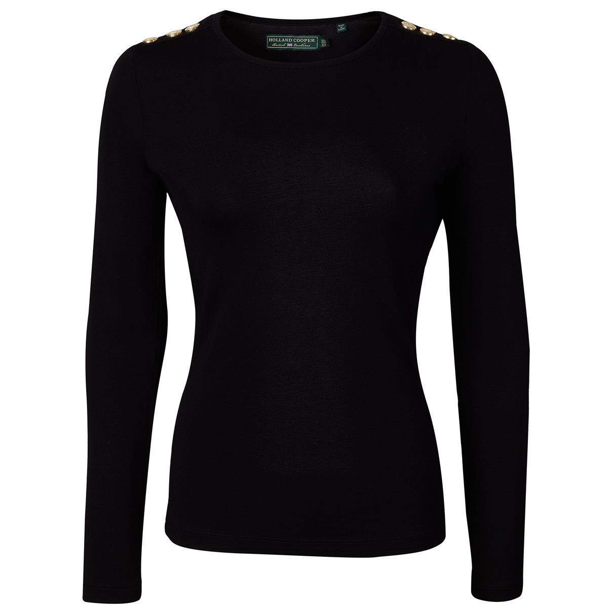 Image of Holland Cooper Womens Long Sleeve Crew Neck Tee Black Large