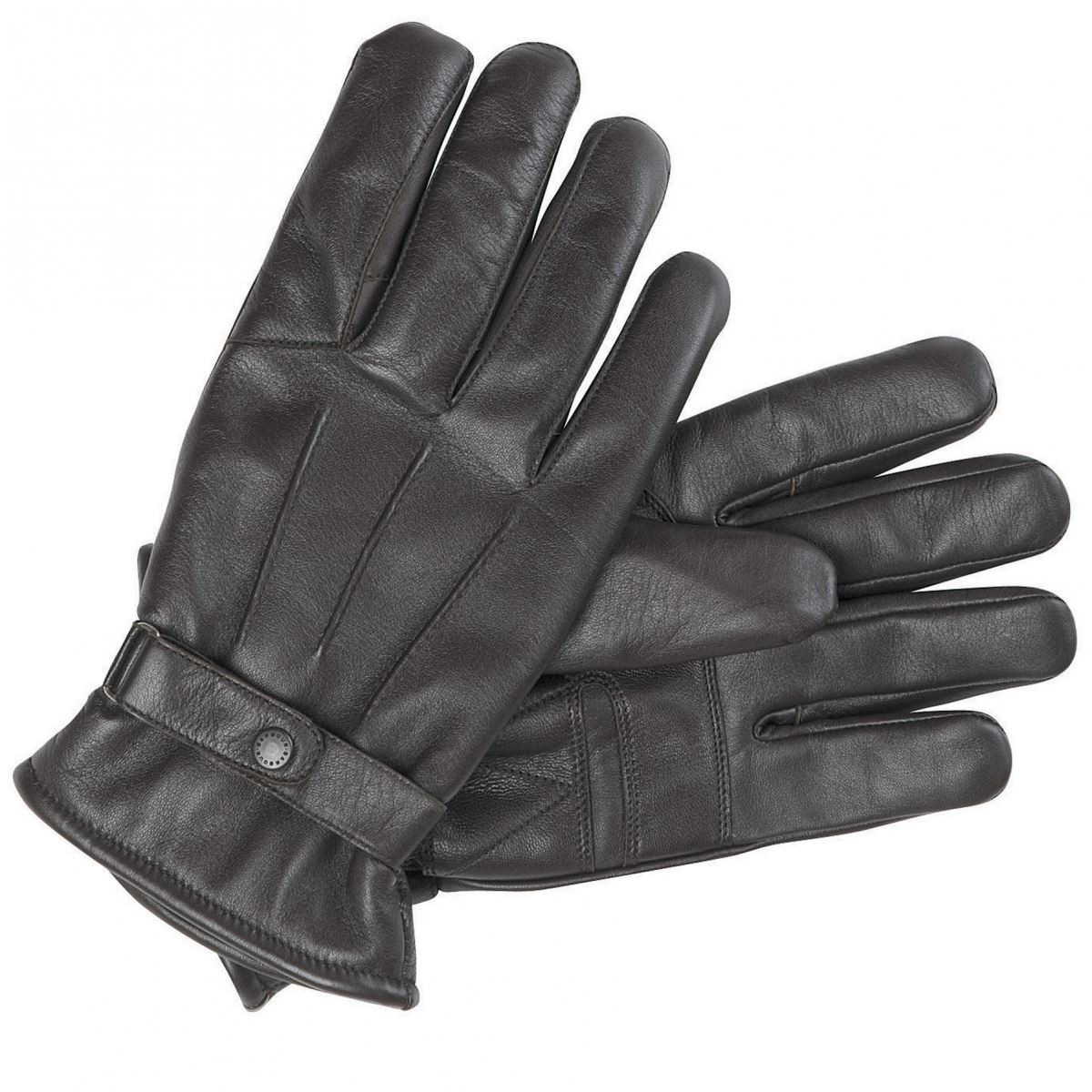 Image of Barbour Mens Burnished Leather Gloves Dark Brown Medium