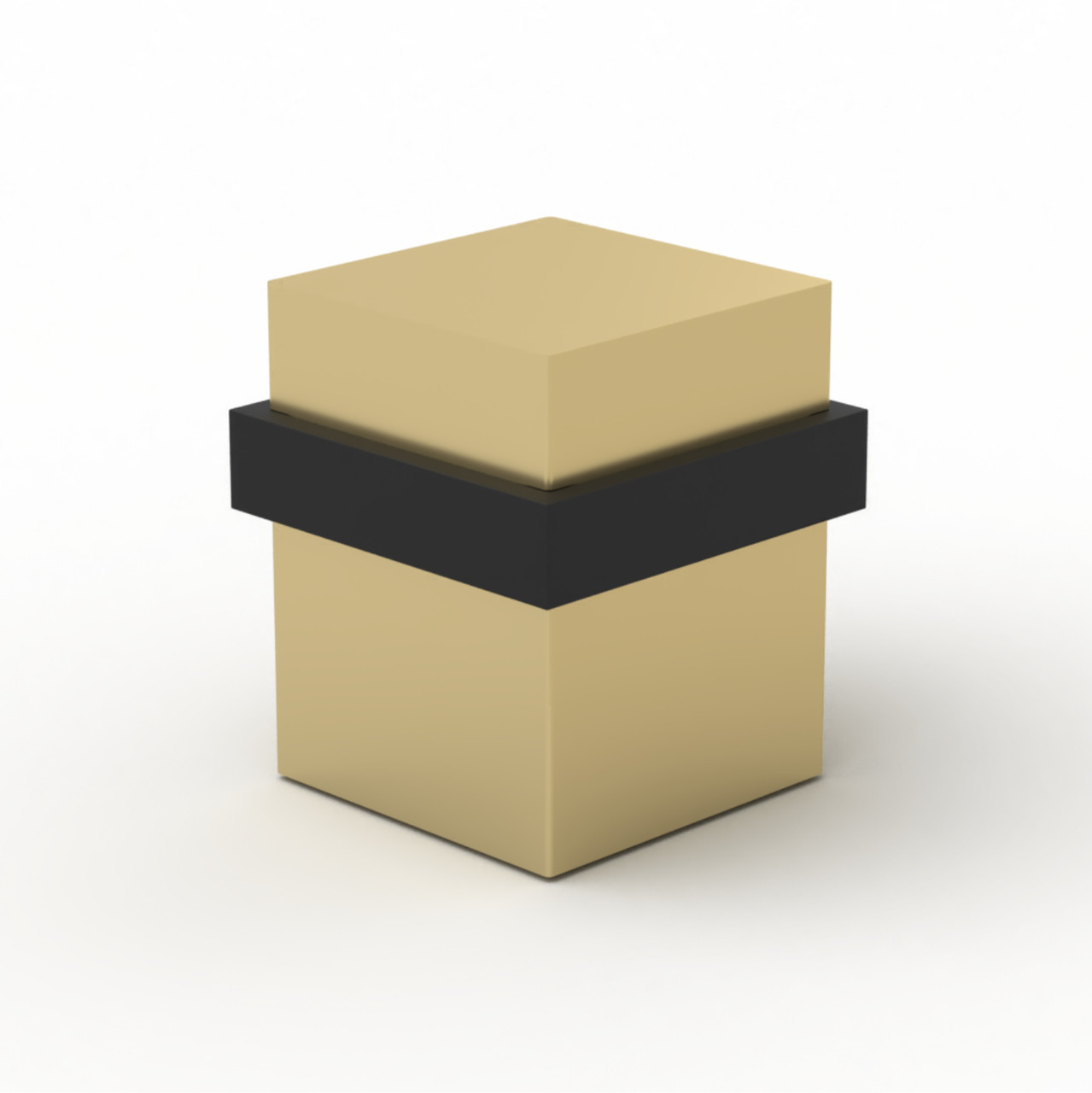 Square door stopper in satin brass – modern 1.5-inch wall protection by Mega Handles