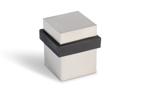 Square door stopper in chrome– modern 1.5-inch wall protection by Mega Handles