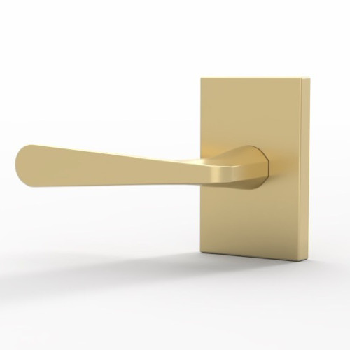 Italian Serrano spoon-shaped curved door lever in satin brass finish Italian Serrano spoon-shaped curved door lever in satin brass finish
