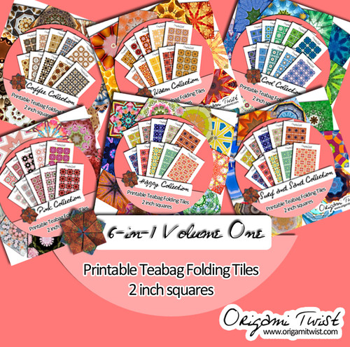 6-in-1 Volume One Collection - Origami Twist Teabag Folding Tiles - 2 inch squares 6-in-1 Volume One Collection - Origami Twist Teabag Folding Tiles - 2 inch squares