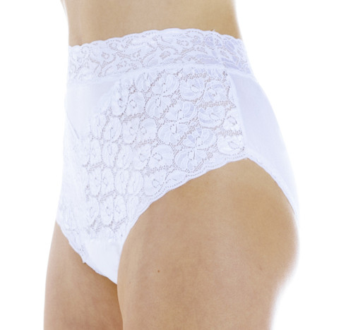 Buy Wearever Women's Nylon and Lace Incontinence Panties White online at