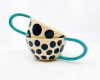 METKA & RUDOLF Handmade, ceramic coffee mug, turquoise, ceramic tea cup, circle, wedding gift, gift for mom, housewarming present,