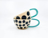 METKA & RUDOLF Handmade, ceramic coffee mug, turquoise, ceramic tea cup, circle, wedding gift, gift for mom, housewarming present,