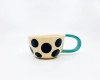 METKA & RUDOLF Handmade, ceramic coffee mug, turquoise, ceramic tea cup, circle, wedding gift, gift for mom, housewarming present,