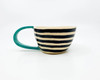 AVGUSTA & TONE Handmade, ceramic coffee mug, turquoise, ceramic tea cup, stripes, mother’s day present, father’s day gift