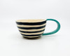 AVGUSTA & TONE Handmade, ceramic coffee mug, turquoise, ceramic tea cup, stripes, mother’s day present, father’s day gift