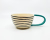AVGUSTA & TONE Handmade, ceramic coffee mug, turquoise, ceramic tea cup, stripes, mother’s day present, father’s day gift