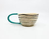 AVGUSTA & TONE Handmade, ceramic coffee mug, turquoise, ceramic tea cup, stripes, mother’s day present, father’s day gift
