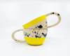 MILENA & ZDENKO Handmade, ceramic coffee mug, yellow, speckles, ceramic tea cup, birthday present, gift for mom, gift for a couple