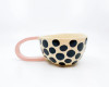 LILA & ZORAN Handmade, ceramic coffee mug, pink, ceramic tea cup, dots, gift for friend, gift for mom, gift for dad