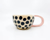 LILA & ZORAN Handmade, ceramic coffee mug, pink, ceramic tea cup, dots, gift for friend, gift for mom, gift for dad