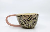 MARA & HINKO Handmade, ceramic coffee mug, pink, ceramic tea cup, stripes, mother’s day present, gift for mom, anniversary gift