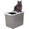Petmate Top Entry Cat Litter Box Brushed Nickel Base, Pearl White Lid 1ea/One Size
