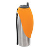 Messy Mutts Dog Double Stainless Travel Water Bottle Silicone Flip Bowl 20Oz 600Ml Orange