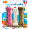 Nylabone Puppy Chew Variety Toy and Treat Triple Pack Chicken and Lamb Starter Kit Small/Regular - Up To 25 Ibs.