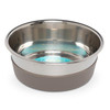 Messy Mutts Stainless Steel Heavy Gauge Bowl with Non-Slip Removable Silicone Base, Large, 4.5 Cups, Warm Grey