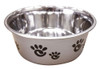 Spot Barcelona Stainless Steel Paw Print Dog Bowl Silver 32 Oz