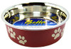 Loving Pets Stainless Steel & Merlot Dish with Rubber Base Small - 5.5" Diameter
