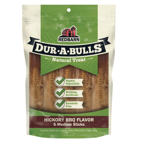 Redbarn Pet Products Dur-A-Bulls Stick Hickory BBQ, 1ea/5Ct, MD