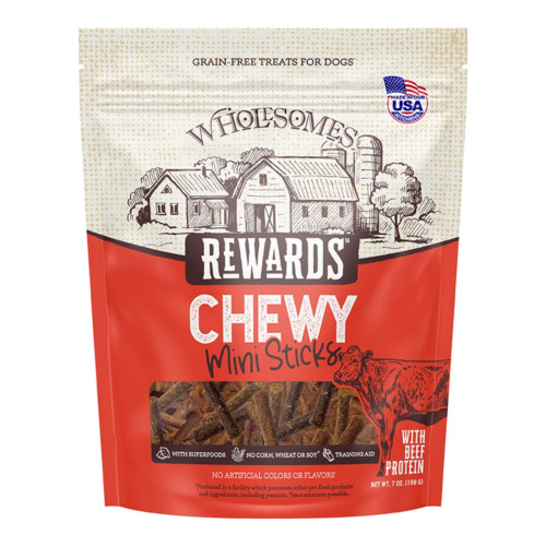 Sportmix Dog Wholesomes Rewards Chewy Beef Mini Sticks 7oz.