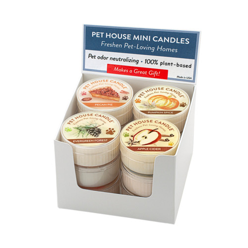 Pet House Fall/Winter Mini Candle Mixed Case, 3 Each Of: Pumpkin Spice, Apple Cider, Evergreen Forest, Pecan Pie