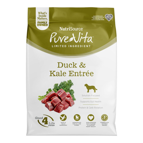 Pure Vita Dog Adult Grain Free Duck & Kale 25Lbs