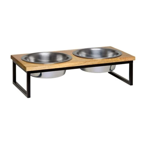 Loving Pets  Black Label Raised Wooden Top Diner 1ea/2 qt