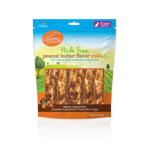 Canine Natural Hide Free 7inch Peanut Butter  Large Roll 5Pk