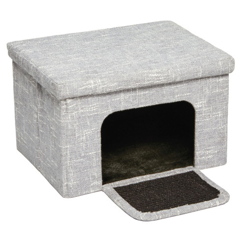 MidWest Homes for Pets Curious Cat Cube Cottage Silver 1ea/13 X 17 X 10.68in.