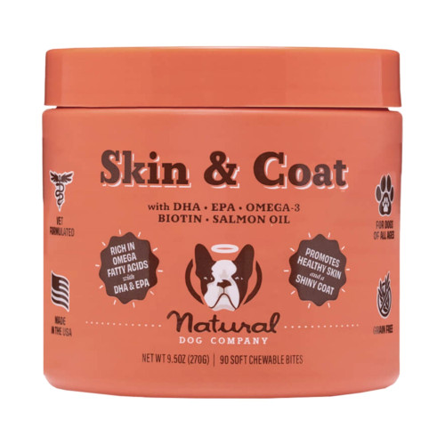 Natural Dog Company Dog Skin & Coat Supplement Chews - 90 Count