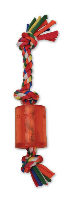 Mammoth Pet Products Cloth Rope Dog Toy 3 Knot Tug With Tpr Squeaker 3 Knots Multi-Color 10 In