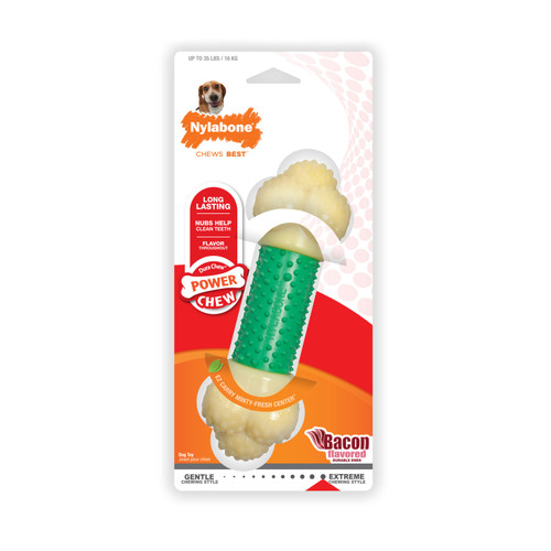 Nylabone Power Chew Double Action Durable Dog Toy Bacon, 1ea/Medium/Wolf Up To 35 Lbs. 1 ct