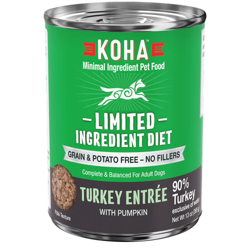 Koha Dog Limited Ingredient Grain Free 90% Turkey 13oz.(Case of 12)