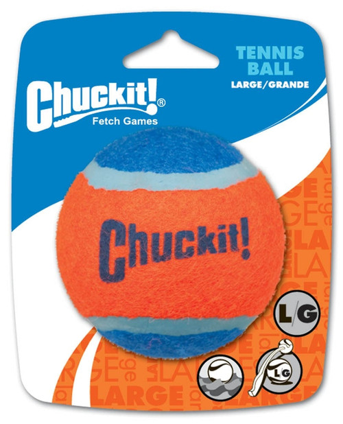 Chuckit! Tennis Ball Dog Toy Shrink Sleeve Blue, Orange Large, 1 Pk